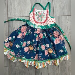 Wildflowers Navy Blue Floral Sundress with Pink & Green Accents